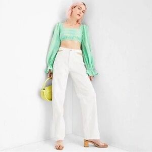 NWT Future Collective Alani Noelle Straight Leg Mid Rise Sz 18